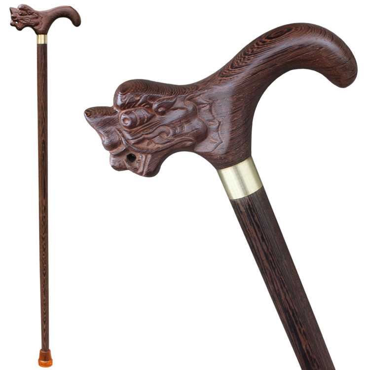 志见 七钡勒实木拐杖老年人防滑助行拐杖 鸡翅木手杖鸡翅木龙头款