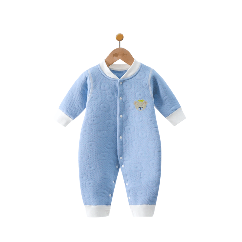 婴儿连体衣服春秋装套装纯棉初生宝宝秋冬夹棉冬季新生儿保暖哈衣