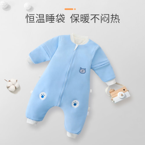宝宝睡袋分腿纯棉夹棉加厚婴儿防踢被神器春秋冬季儿童防着凉冬天