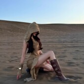 沙丘废土风穿搭埃及连衣裙女沙漠裙子大西北异域风情不规则长裙子