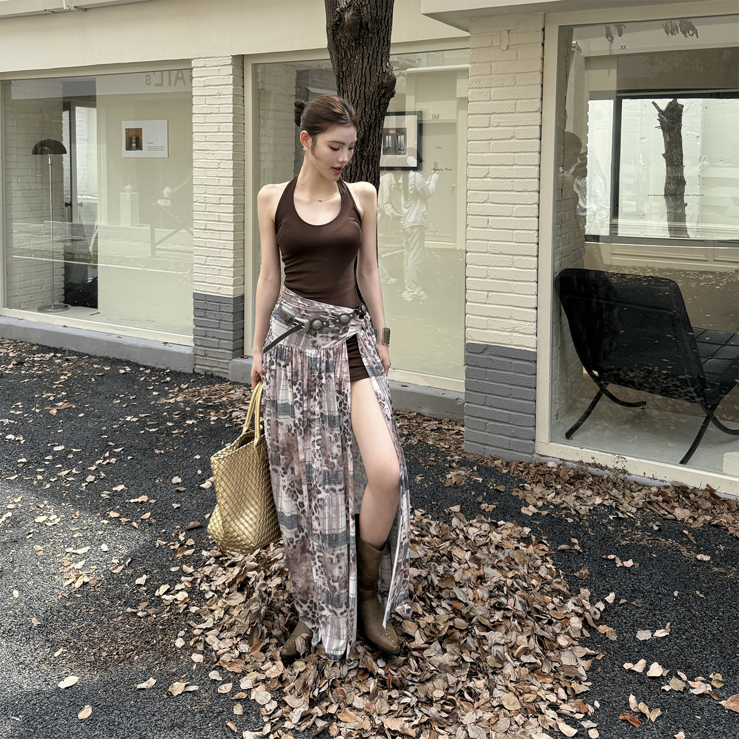 instunning辣妹性感挂脖露背连衣裙女早春新款修身显瘦包臀长裙子