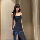 INSTUNNING新年年会穿搭高级感吊带闪闪连衣裙女生日宴会开叉长裙
