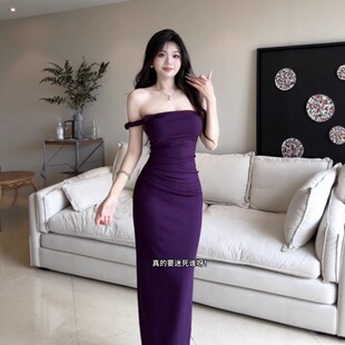 instunning高级感紫色吊带裙礼服女夏季 纯欲风辣妹风包臀裙子 新款