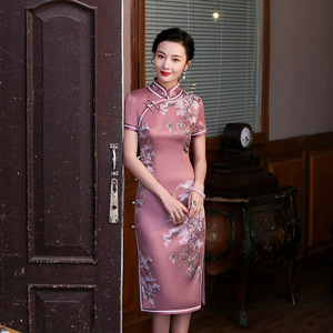二小姐旗袍｜精工钻石丝旗袍夏季女2024新款短袖日常