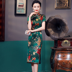 二小姐旗袍｜真丝旗袍新式改良版中长款桑蚕丝旗袍年轻款少女