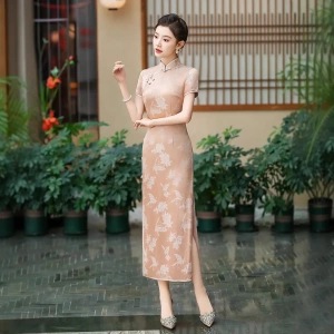 二小姐旗袍｜2025春季新款真丝提花旗袍中式桑蚕丝连衣裙手工