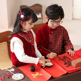 【新年画报】儿童拜年服国风男童女童旗袍拼接中国风新中式外套