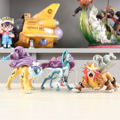 口袋神奇精灵宠物动漫周边摆件凤王亲卫队三圣兽雷公水君炎帝手办