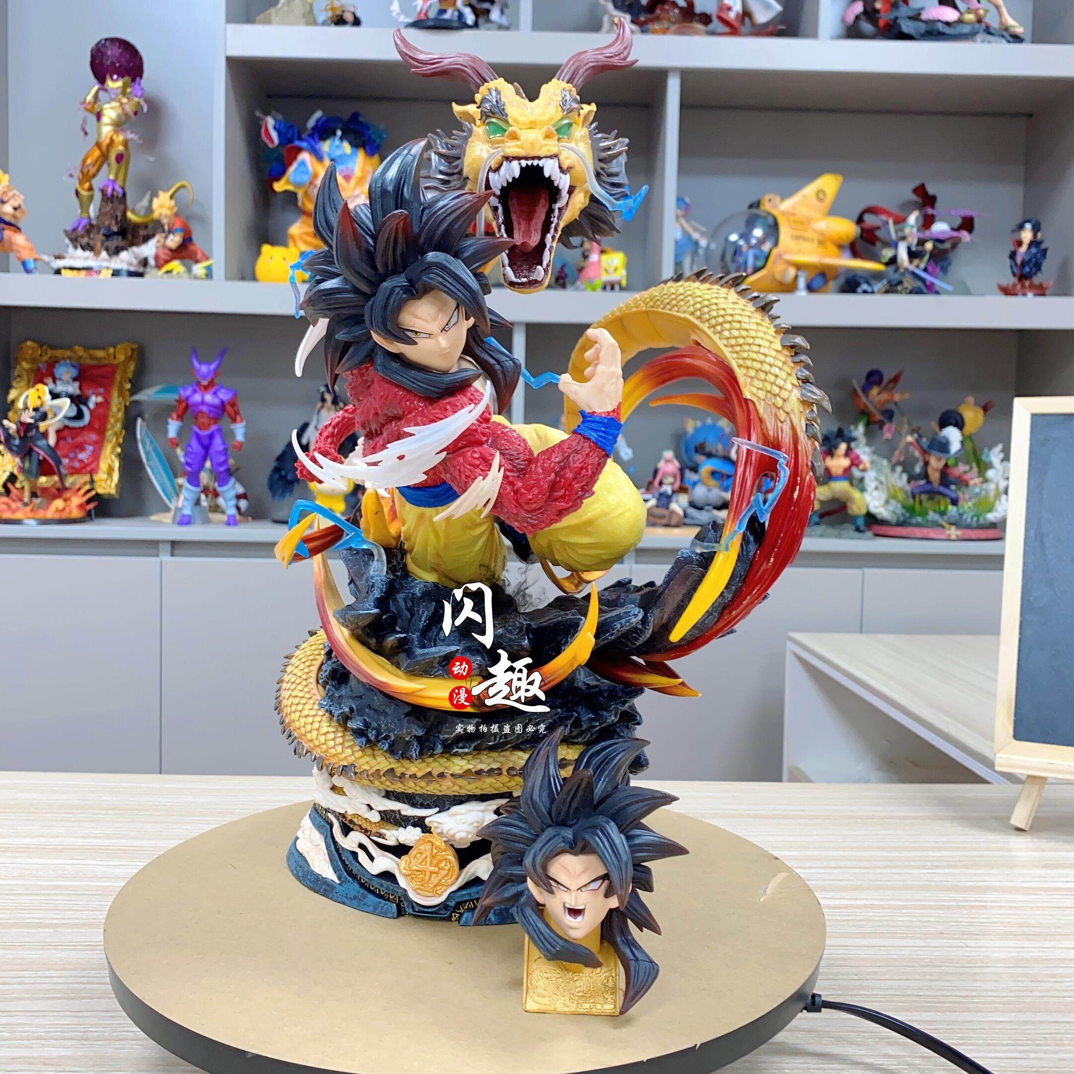 七龙珠 ls 超四龙拳悟空 gk 双头雕 雕像 超级赛亚人手办模型摆件