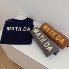 Real shot Korean loose letter print versatile short sleeve T-shirt