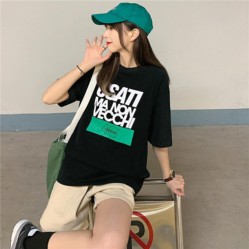 Real shooting summer Korean version net red new letter short sleeve T-shirt women's fashion