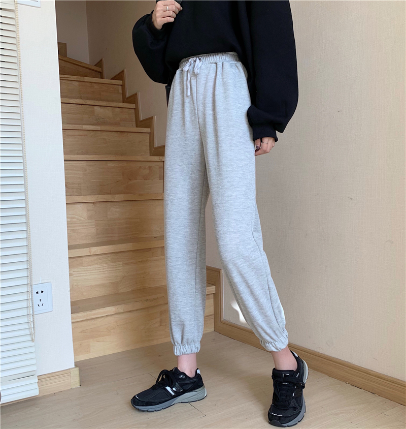 Real shot of Minnie fabric winter wide leg legged legged bodyguard pants with all kinds of pure colors and plush and thickened casual pants for women