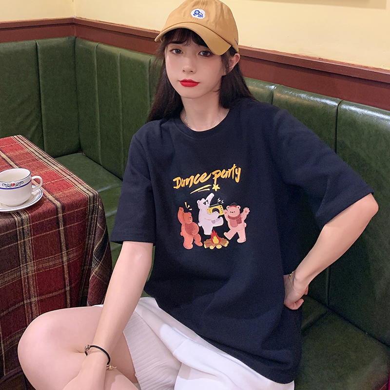 Real shot of Korean new printed short sleeve T-shirt