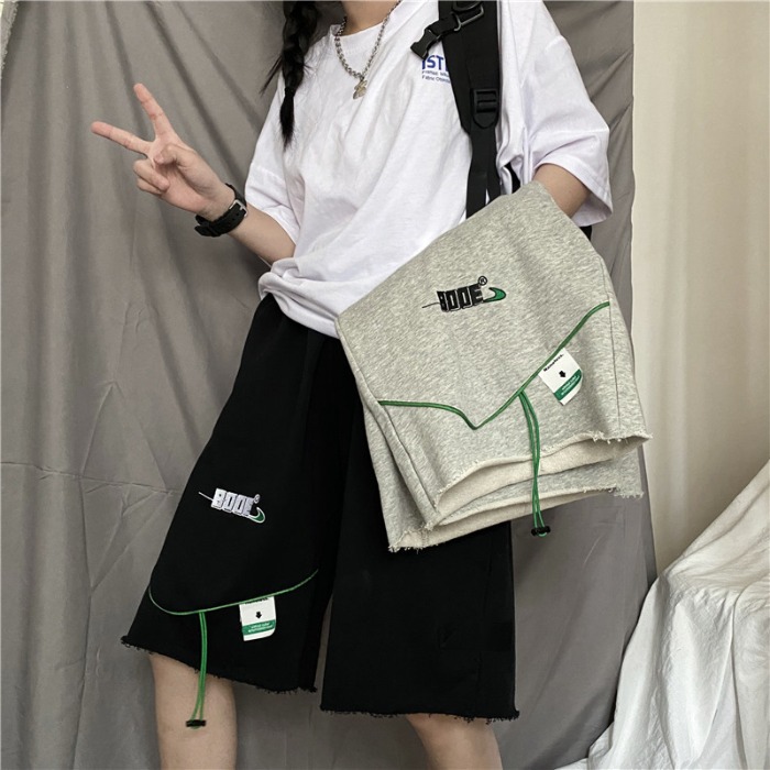 Real shooting Harajuku hip hop style loose Capris student casual shorts female