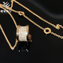 雅豪珠宝首饰定制 18k玫瑰金黄金小蛮腰项链大号满钻镶钻石吊坠