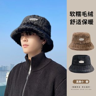 帽子男士冬季新款渔夫帽男款加厚保暖防风毛绒盆帽冷帽显脸小百搭