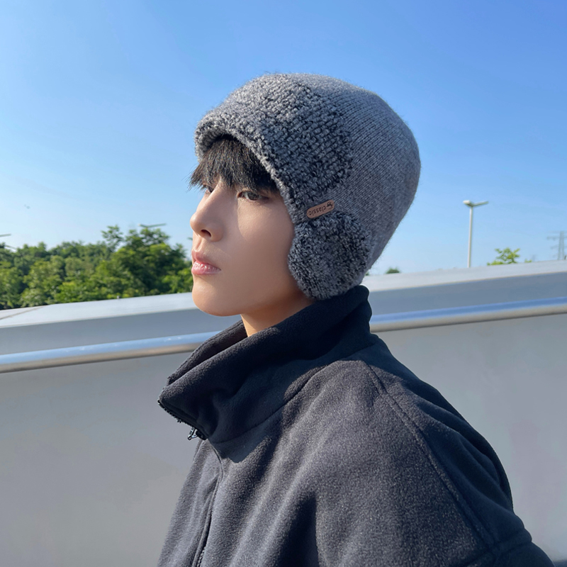 大头围加厚保暖护耳毛线帽子冷帽