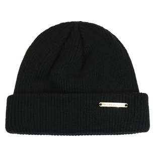 帽子男冬季保暖黑色毛线帽男士金属标针织帽男冷帽男生瓜皮帽男潮