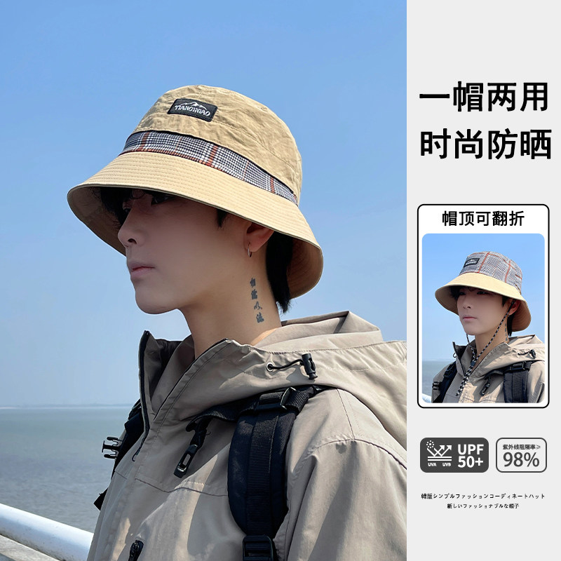 户外防晒登山帽双面可戴渔夫帽子图片