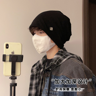 大头围帽子男潮2025新款冷帽堆堆帽保暖秋冬针织帽毛线包头帽宽松