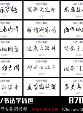 手写字体中文书法PS广告设计pr视频ai招牌logo剪映WPS素材下载Mac