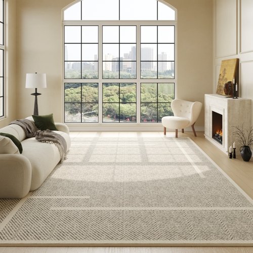 客厅地毯高级轻奢奶油风防水免洗可擦沙发茶几毯大面积全铺地垫