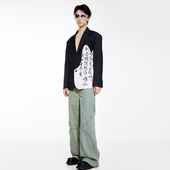 小众设计印花书法毛边拼接西装 DIBINSAI 新款 国风西服 24AW新中式