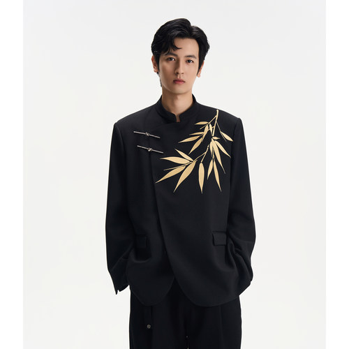 DIBINSAI「金竹鎏影」新中式国风西装 绣花立领休闲西服 男女同款