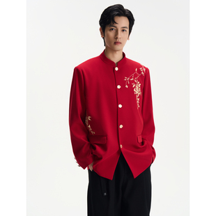男女同款 绣花立领休闲西服 国风西装 DIBINSAI「折枝花槿」新中式