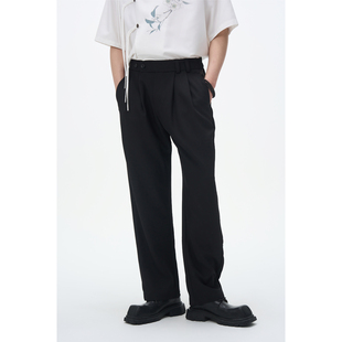 男女休闲 小直筒裤 DIBINSAI「远山扣褶」新中式 两粒扣抽褶设计西装