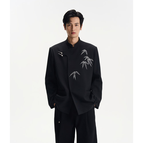 DIBINSAI「白月竹」新中式国风西装 绣花立领休闲西服 男女同款