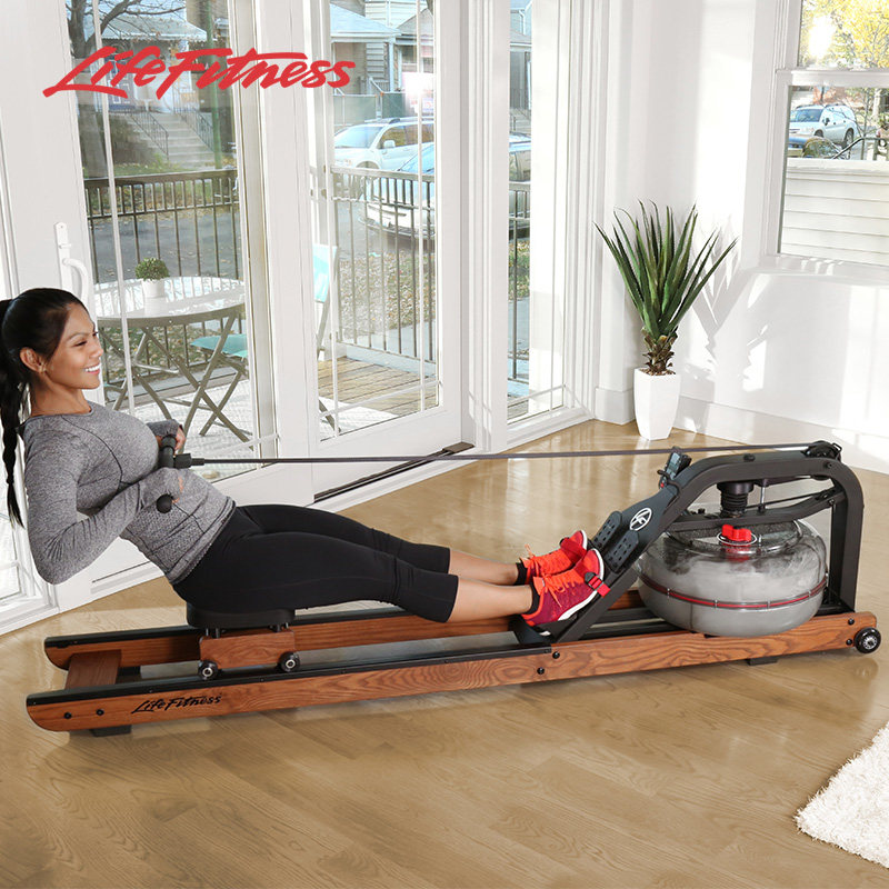 LifeFitness力健划船器HX家用水阻实木划船机可折叠健身器材进口