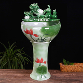 陶瓷落地立柱式 金鱼缸流水喷泉大号养鱼盆乌龟荷花缸家用造景摆件