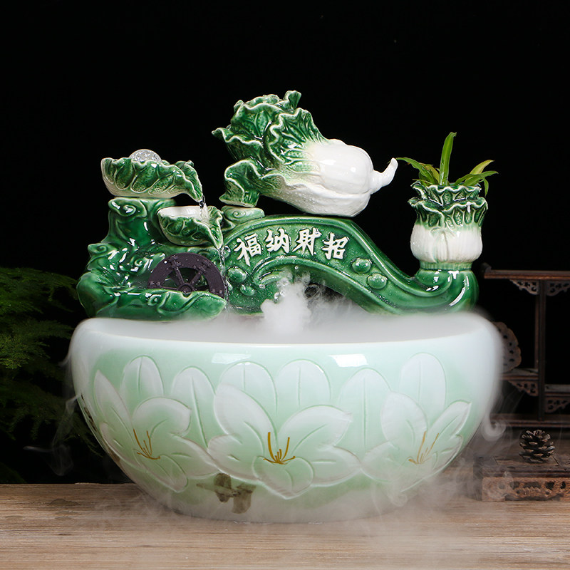 景德镇陶瓷流水鱼缸家用小金鱼缸大号养鱼盆加湿喷泉招财装饰造景,宠物/宠物食品及用品,桌面缸,淘宝优惠券,粉丝福利购,淘宝优惠卷