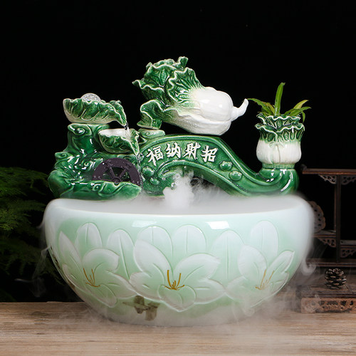 陶瓷加湿喷泉招财装饰造景鱼缸