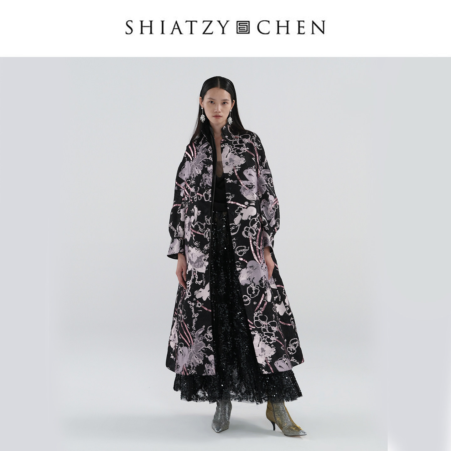 SHIATZY CHEN/夏姿·陈墨沫系列开版乌干纱提花两件套大衣641257