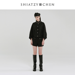 SHIATZY 夏姿·陈无边系列羊毛混纺铆钉夹克外套659476 CHEN