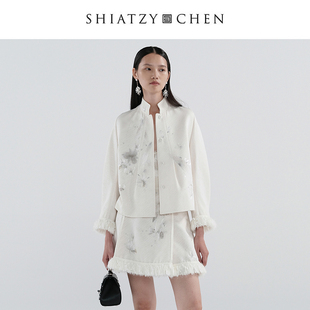 SHIATZY 墨沫系列棉混紡立領(lǐng)刺繡外套641176 夏姿·陳冬新品 CHEN