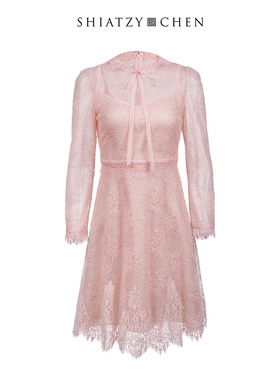 SHIATZY CHEN/夏姿·陈新中式小翻领蕾丝连衣裙110025