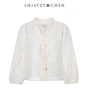 七分袖 夏姿·陈26早春初筵系列蕾丝短版 外套160496 CHEN SHIATZY