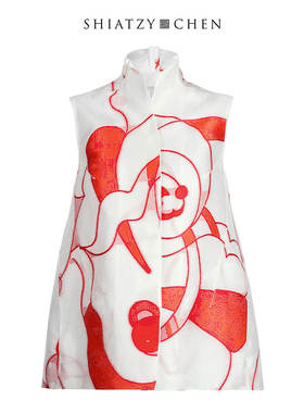 SHIATZY CHEN/夏姿·陈新中式小立领半透视提花背心110054