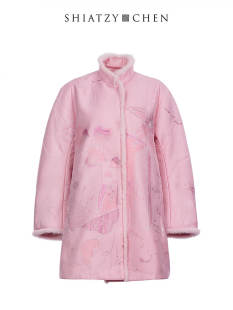 立领外套618226 夏姿·陈镶貂毛中式 SHIATZY CHEN