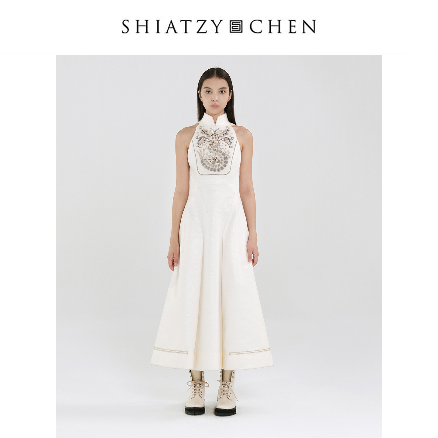 SHIATZY CHEN/夏姿·陈25年秋冬无边系列刺绣削肩连衣裙659085