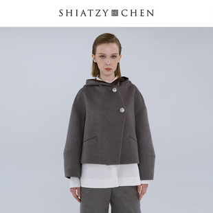 SHIATZY 夏姿·陈25年冬曲境系列羊毛混纺连帽外套658646 CHEN