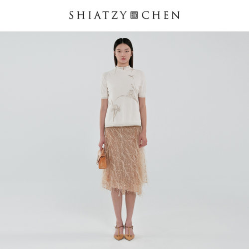 SHIATZY CHEN/夏姿·陈25春夏系列圆领刺绣针织短袖158658