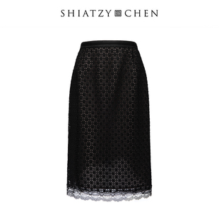 SHIATZY 夏姿·陈26早春初筵系列镂空蕾丝半裙160052 CHEN