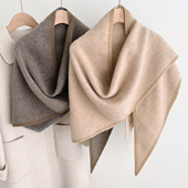 韩版 复古针织纯色加厚披肩三角巾女秋冬保暖简约百搭外搭围巾围脖