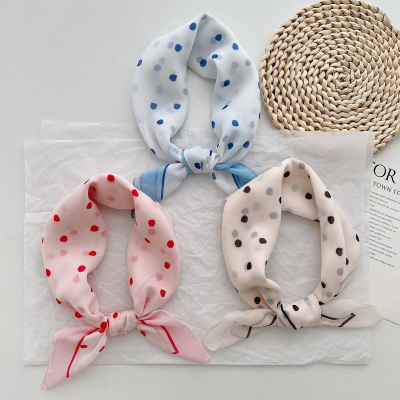 小清新波点棉麻小方巾丝巾