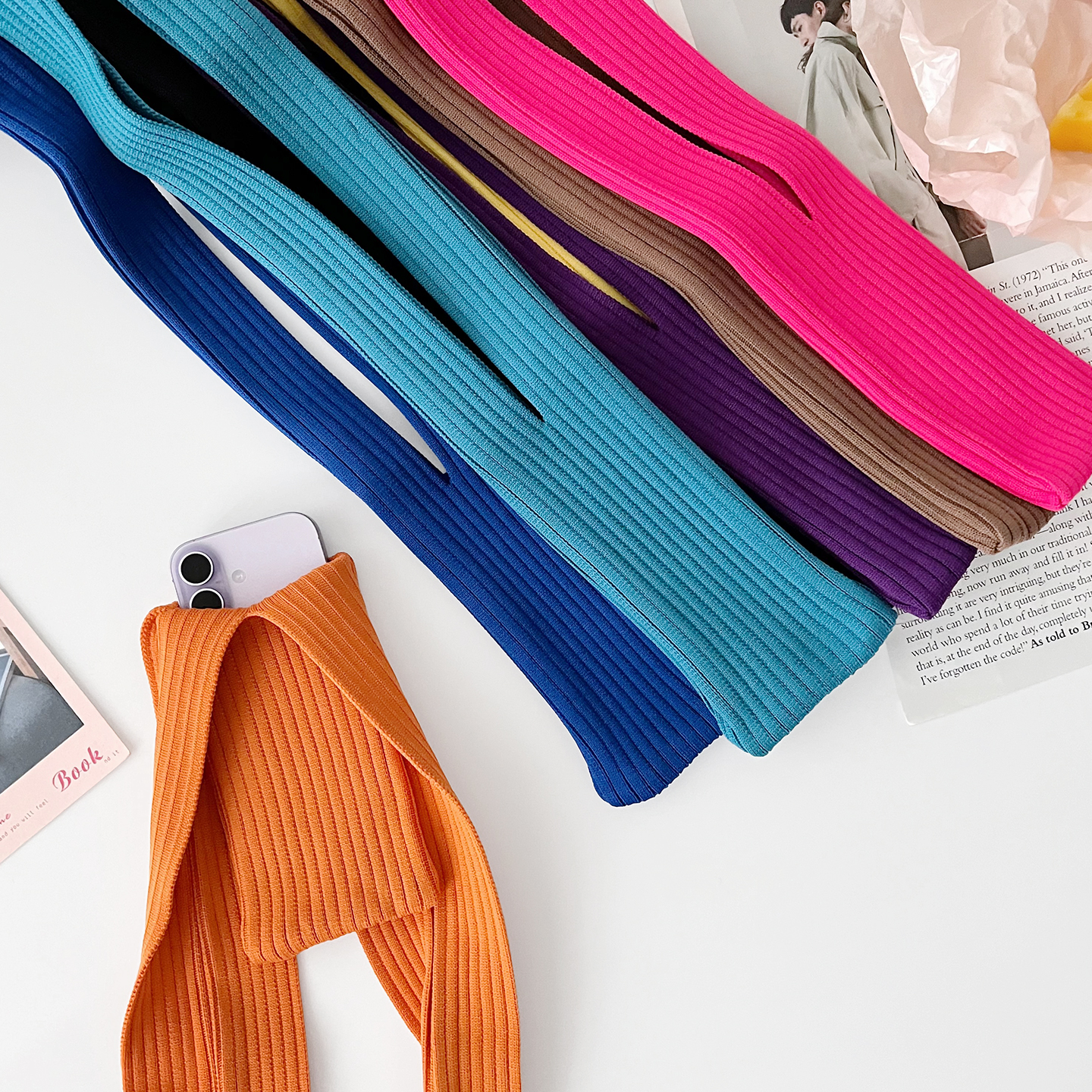 纯色针织苹果手机袋男女同款