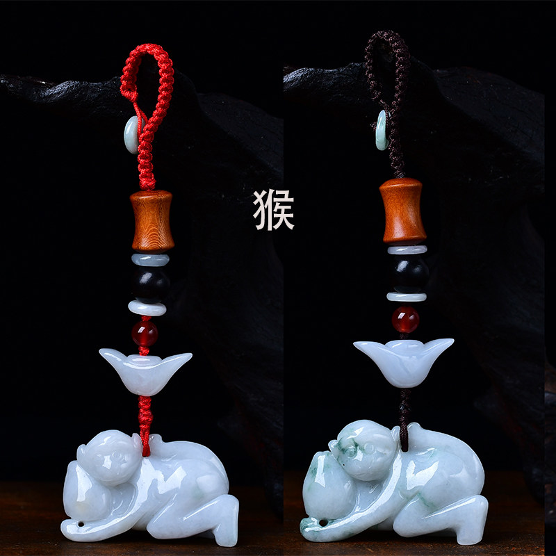 翡翠十二生肖挂件绳龙蛇猴本命年平安吊坠钥匙扣A货老料男女同款